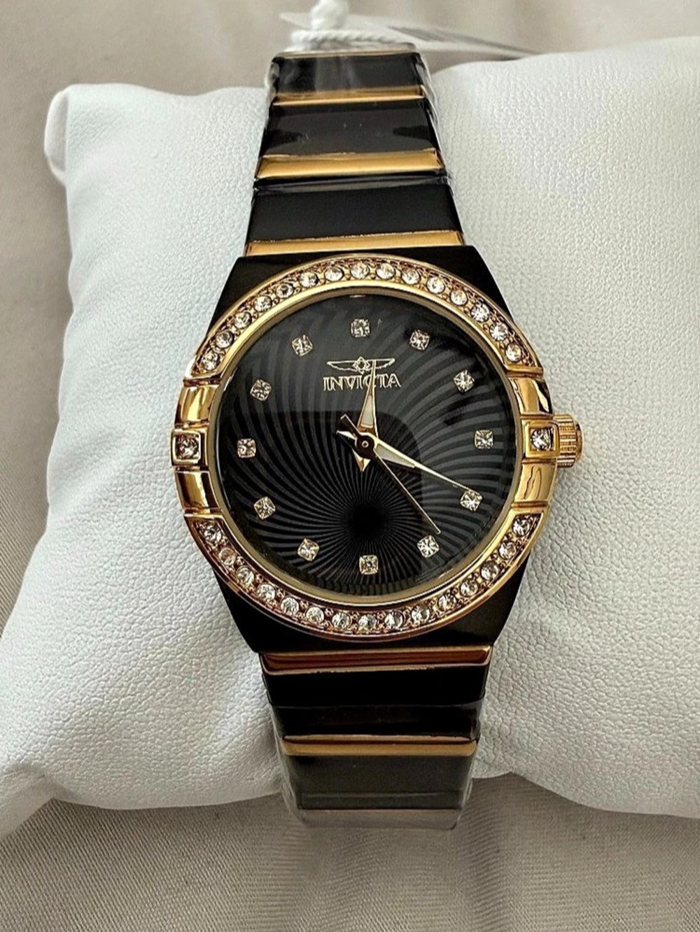 Invicta Model 7023 Black & Gold Crystal Watch NWT